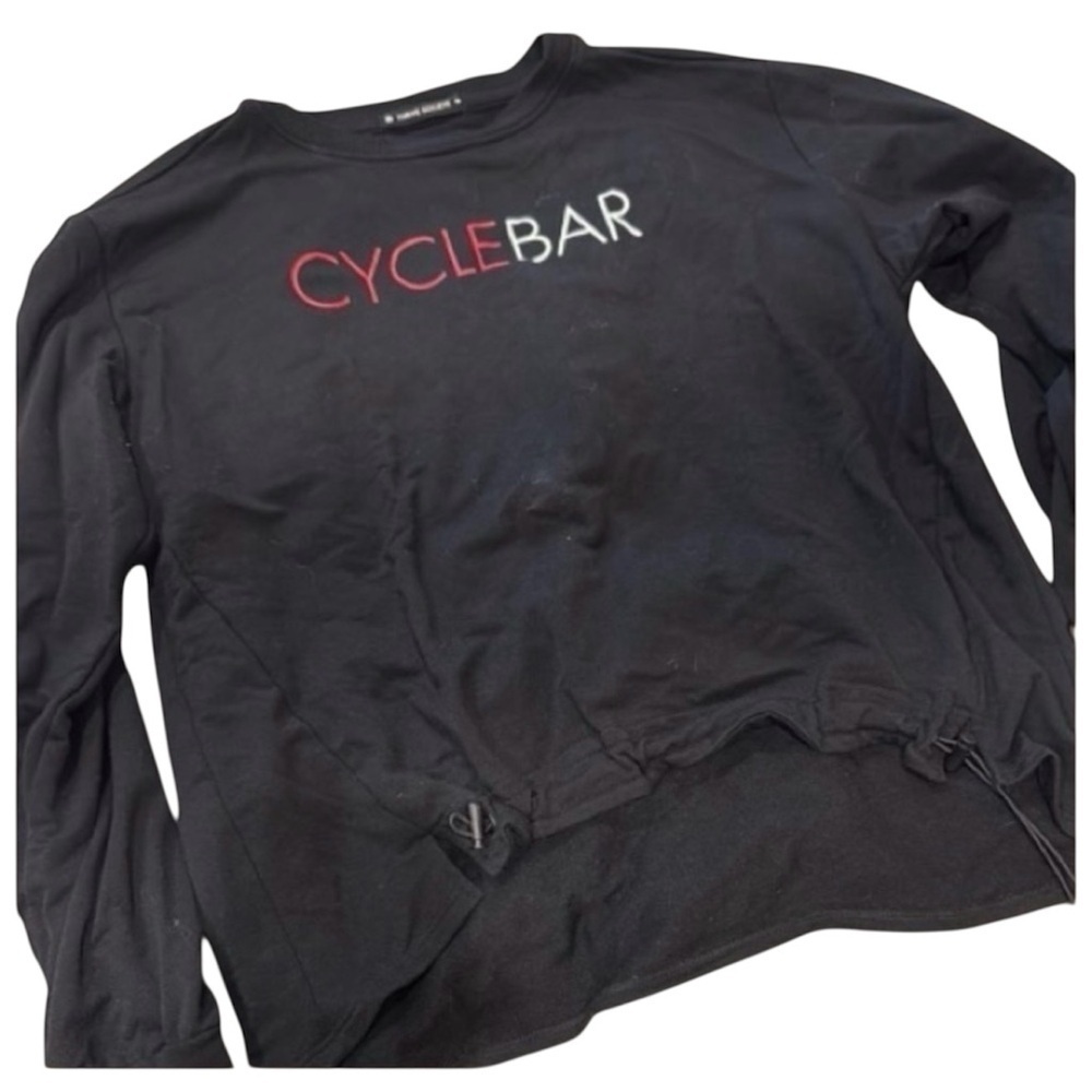 CycleBar Black Long Sleeve Tee Athletic Casual Drawstring small women’s top
